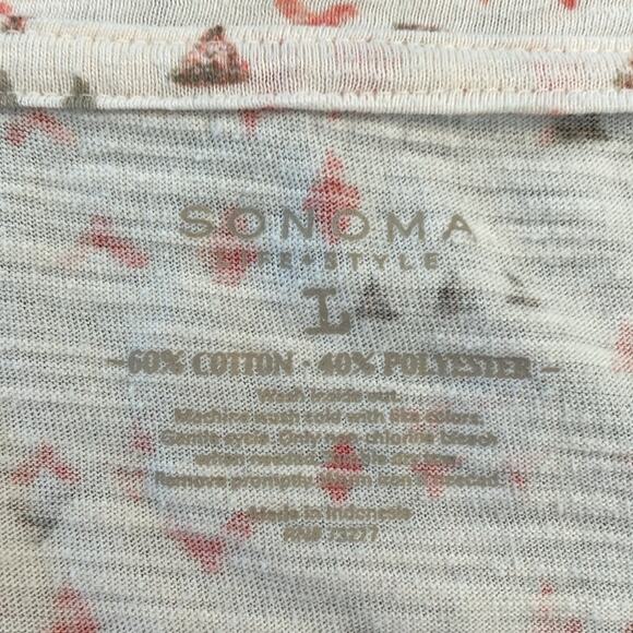 Sonoma Womens Large Shirt Long Sleeve 3/4 Sleeve Triangle Geometric Cream Orange - Picture 4 of 7